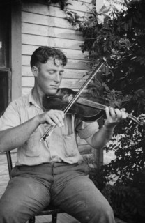 Wayne Perry playing fiddle, Crowley, Louisiana circa 1934-1950.