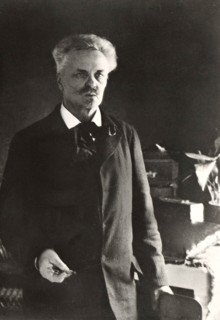 Swedish author August Strindberg in his flat at Drottninggatan 85 in Stockholm  Date: October 1908 .