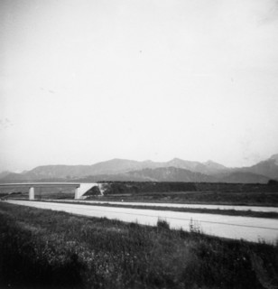 Late 1930s or early 1940s photo of what looks to appear to be an empty German autobahn.