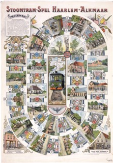 Board game Steamtram game Haarlem-Alkmaar circa 1900.