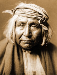 Edward S. Curtis Native American Indians - Apache Indian, head-and-shoulders portrait circa 1906.