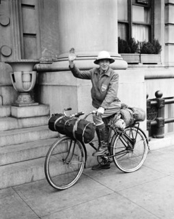 Henry G. Slaughter riding his bicycle circa 1935.