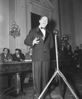 Senator Huey P. Long speaking in early 1935 .