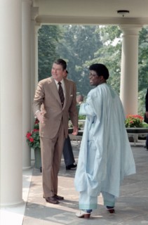President Reagan with Liberian leader Samuel Doe.