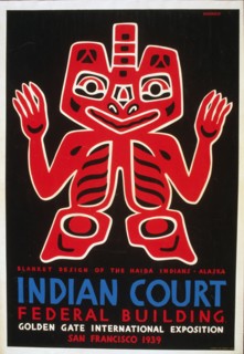 Indian court, Federal Building, Golden Gate International Exposition, San Francisco, 1939 Blanket design of the Haida Indians, Alaska  circa 1939.
