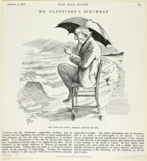 1893 Art Work -  Mr. Gladstone's Birthday; from the Pall Mall Budget - Unknown artist.