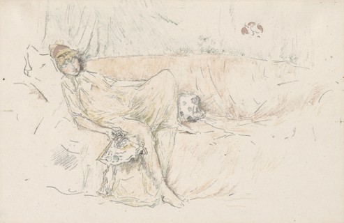 1892 Art Work -  Draped Figure; Reclining - James McNeill Whistler.