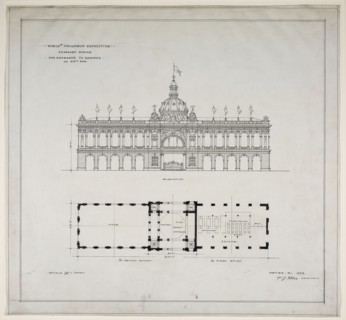 1892 Art Work -  World's Colombian Exposition 64th Street Entrance; Chicago; Illinois; Plan and Elevation Peter Joseph Weber (Architect).