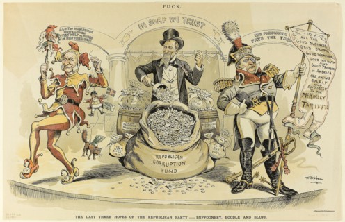 1892 Art Work -  The Last Three Hopes of the Republican Party; from Puck - Frederick Burr Opper.