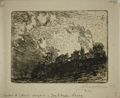 1893 Art Work -  Stormy Sunset; Jouy-le-Moutier - Louis Auguste Lepere.