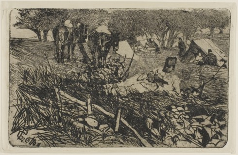 1893 Art Work -  The Letter at Camp - Giovanni Fattori.