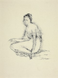 1892 Art Work -  Model Seated on Floor - Thomas Robert Way.