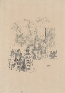 1893 Art Work -  Conversation under the Statue; Luxembourg Gardens - James McNeill Whistler.