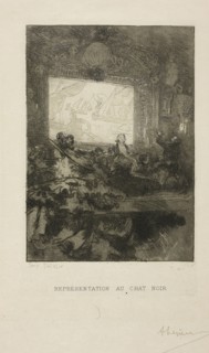 1893 Art Work -  At the Chat Noir - Louis Auguste Lepere.