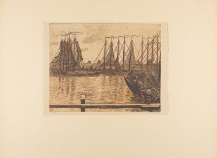 1893 Art Work -  Fishing Fleet; from the seventh album of L'Estampe originale Theo van Rysselberghe.