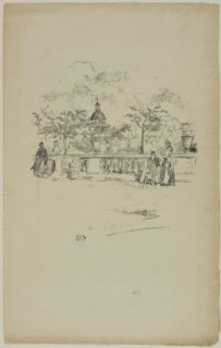 1893 Art Work -  The Pantheon; from the Terrace of the Luxembourg Gardens - James McNeill Whistler.