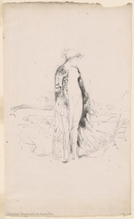 1893 Art Work -  Draped Model; Standing by a Sofa - James McNeill Whistler.