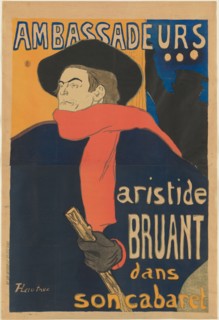 1892 Art Work -  Ambassadeurs: Aristide Bruant - Henri de Toulouse-Lautrec.