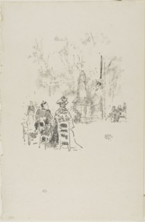 1893 Art Work -  Conversation under the Statue; Luxembourg Gardens - James McNeill Whistler.
