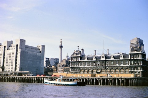 Boat on the River Thames in London circa 1973.