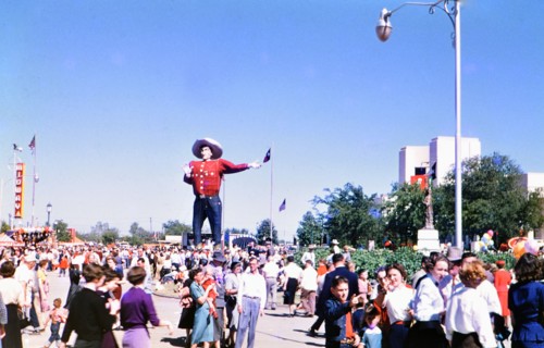 Big Tex on the Midway at the Texas State Fair circa 1954-1956.