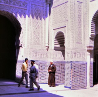 People walking inside a building in Casablanca Morocoo circa 1969.