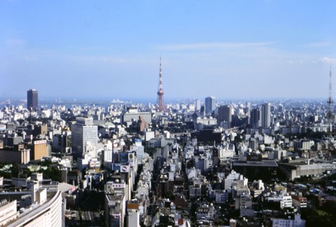 Tokyo Tower as seen from the New Otani Hotel circa 1976.