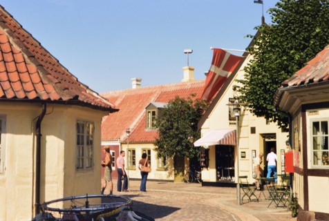 Tourists in street of Odense Denmark circa 1975.