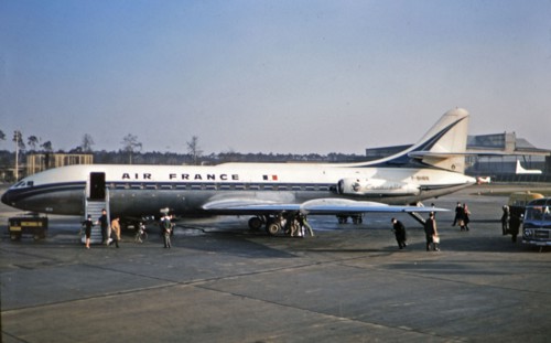Air France Jet Airplane on tarmac of Johannesburg South Africa Airport circa 1961.