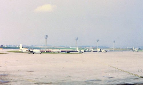 1972 (R) -  Airplanes on the tarmac at an airport in Europe (probably Orly in Paris).