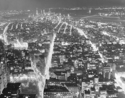 Night Scene, Manhattan Island and New York Harbor.