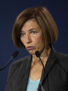 Florence Parly speaks at a press conference