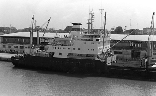 Soviet cargo ship Ivan Rusakov in port