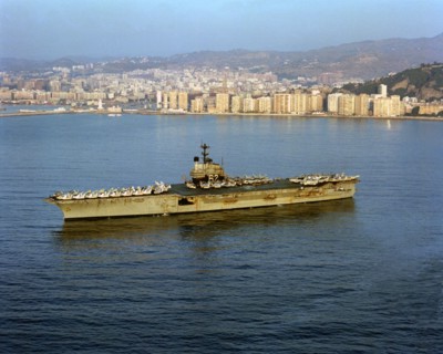 1979 - A port bow view of the aircraft carrier USS INDEPENDENCE