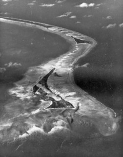 Aerial photograph of the south side of Tarawa Atoll