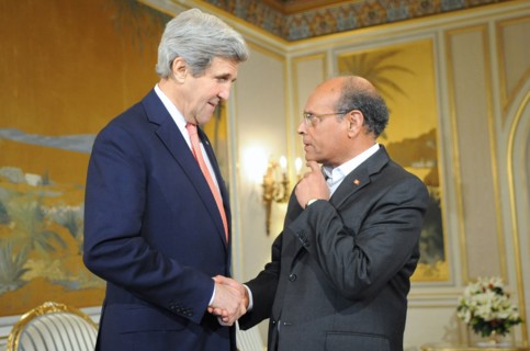 2014 Tunisian President Marzouki Greets Secretary Kerry in Tunis.