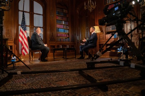 Secretary of State Mike Pompeo is interviewed by Martin Reznicek of Czech TV