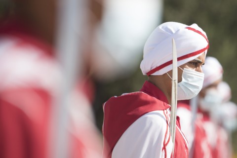 Tunisian honor guard troops prepare for the arrival of Defense Secretary Dr. Mark T. Esper Tunis