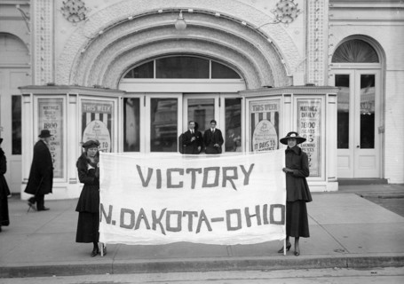Woman Suffrage victory sign North Dakota and Ohio