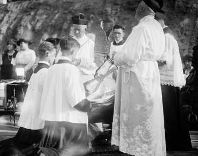 Clergymen at outdoor religious service