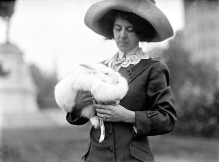 Woman with her pet rabbit