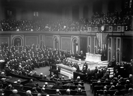 President Woodrow Wilson speaking before Congress