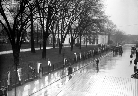 Woman suffragettes picketing at the White House