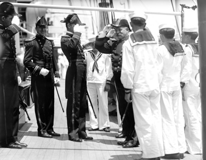 German naval visit to the United States: Rear Admiral Wardar arriving on the Mayflower
