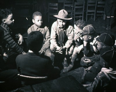 A meeting of the cub scouts in the community center