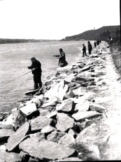 Men Fishing Cape Cod Canal June 1945 .