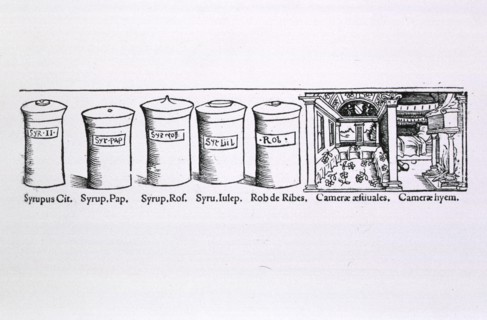 Containers of different kinds of syrups