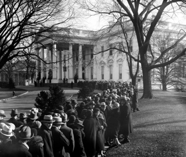 This photograph shows part of the crowd which lined up to shake hands