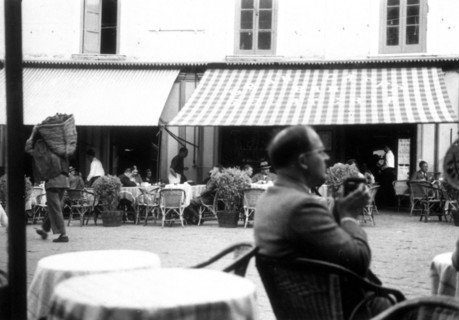 Man in street side cafe in Capri Italy