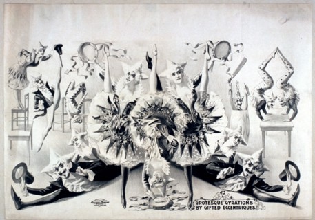 Grotesque gyrations by gifted eccentriques ca 1900.